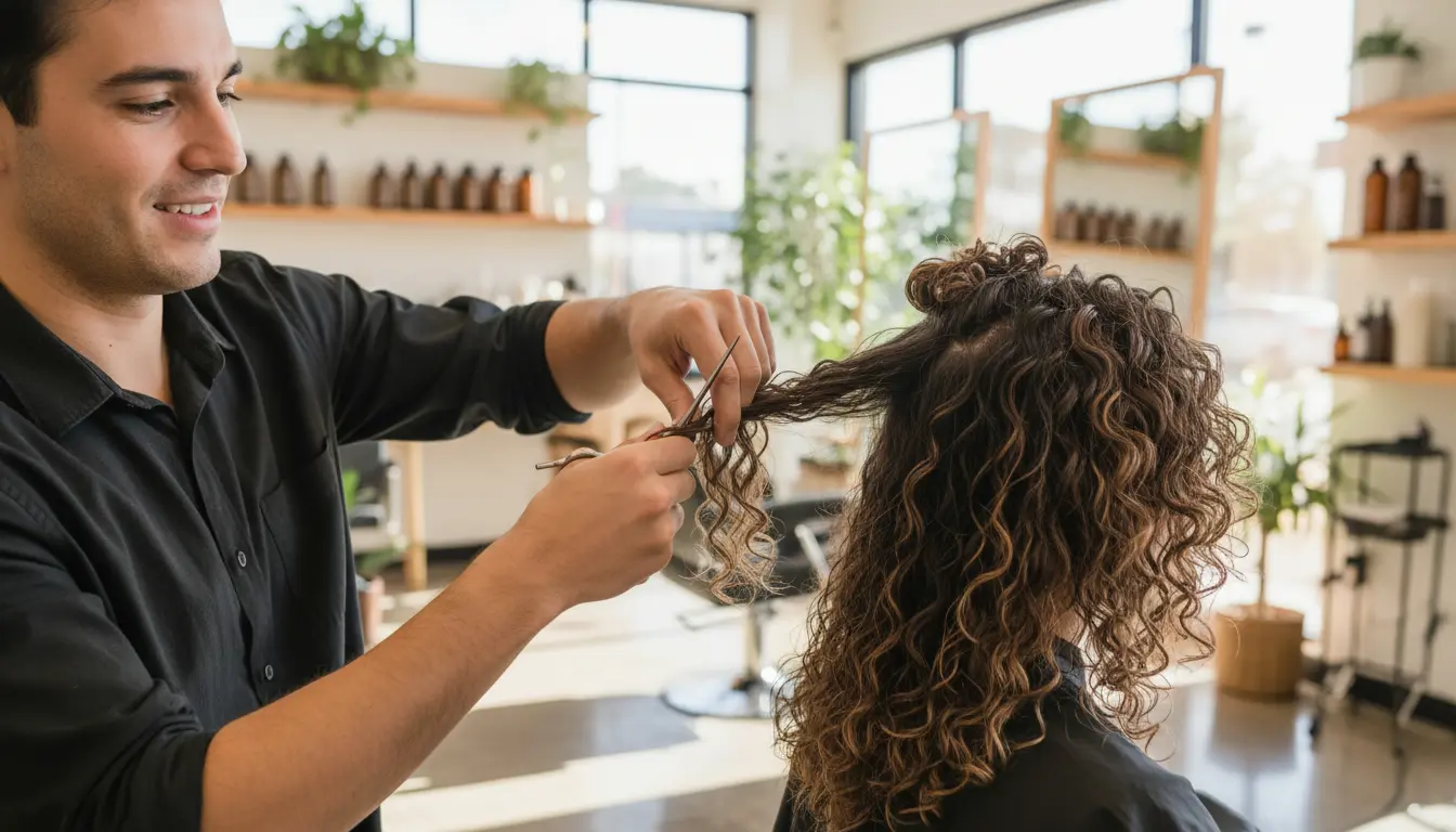 Krullen knippen in haar met slag