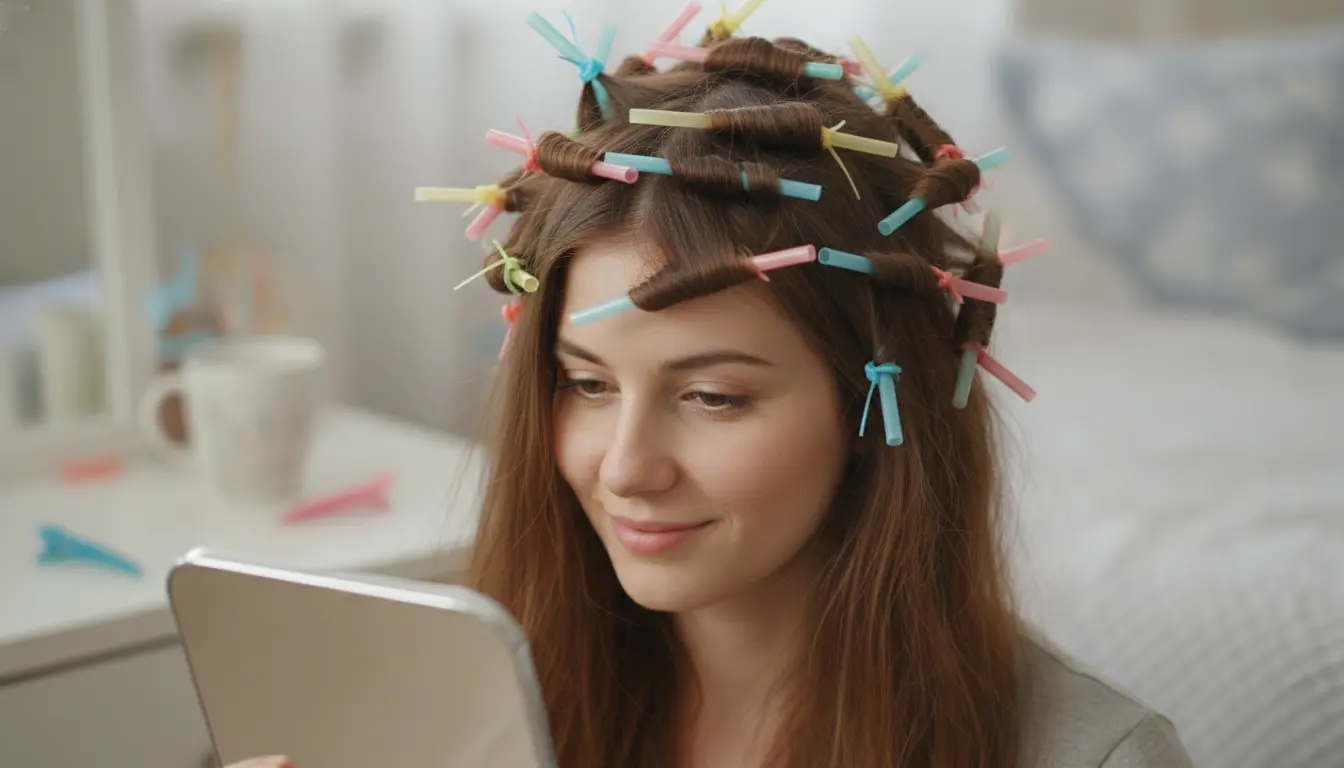 Haar krullen met rietjes